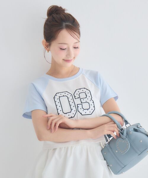 ems excite(エムズエキサイト)の「アソートナンバーラグランTシャツ(Tシャツ/カットソー・レディース・ブラウン/ブラック/ブルー・FREE)」の6枚目の写真