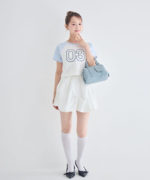 ems excite(エムズエキサイト)の「アソートナンバーラグランTシャツ(Tシャツ/カットソー・レディース・ブラウン/ブラック/ブルー・FREE)」の7枚目の写真