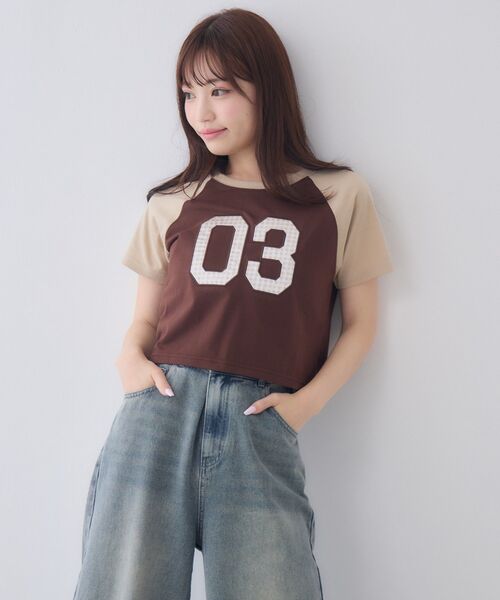 ems excite(エムズエキサイト)の「アソートナンバーラグランTシャツ(Tシャツ/カットソー・レディース・ブラウン/ブラック/ブルー・FREE)」の14枚目の写真