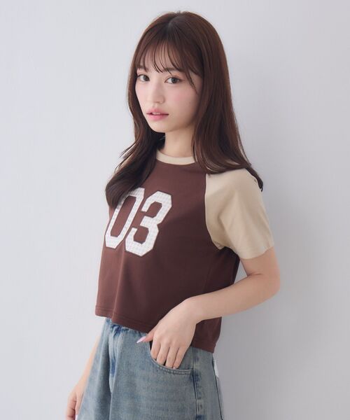 ems excite(エムズエキサイト)の「アソートナンバーラグランTシャツ(Tシャツ/カットソー・レディース・ブラウン/ブラック/ブルー・FREE)」の15枚目の写真