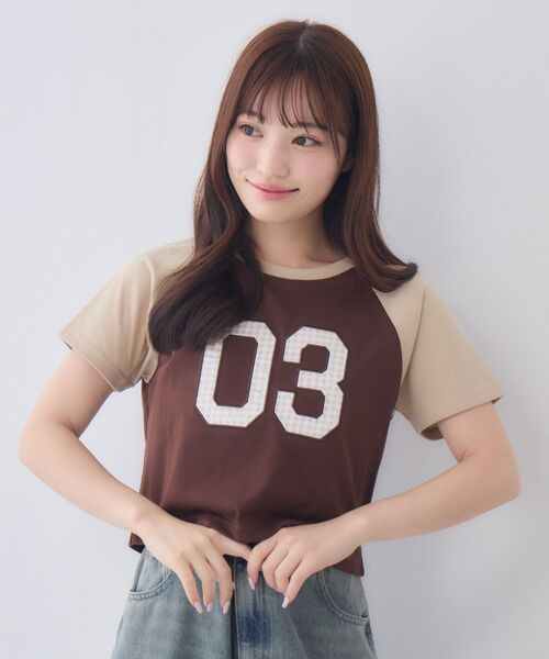 ems excite(エムズエキサイト)の「アソートナンバーラグランTシャツ(Tシャツ/カットソー・レディース・ブラウン/ブラック/ブルー・FREE)」の16枚目の写真