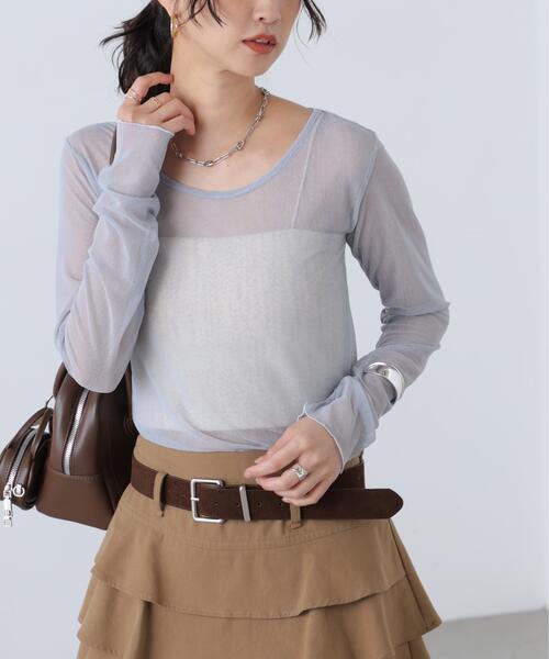 FREE'S MART(フリーズマート)の「◆フロッキードットチュールシアーカットソー(Tシャツ/カットソー・レディース・ブラック系その他/ホワイト系その他/グレー/ホワイト・FREE)」の4枚目の写真