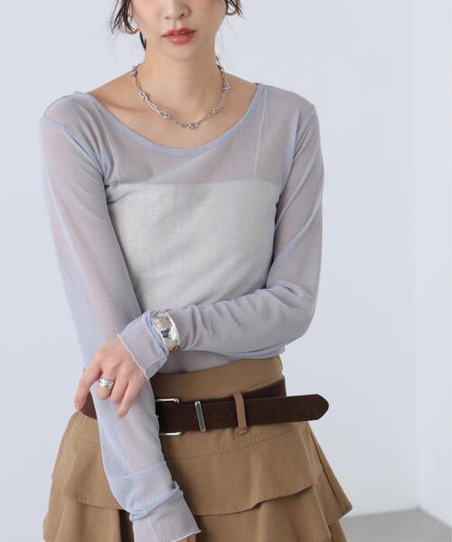 FREE'S MART(フリーズマート)の「◆フロッキードットチュールシアーカットソー(Tシャツ/カットソー・レディース・ブラック系その他/ホワイト系その他/グレー/ホワイト・FREE)」の6枚目の写真