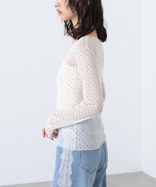 FREE'S MART(フリーズマート)の「◆フロッキードットチュールシアーカットソー(Tシャツ/カットソー・レディース・ブラック系その他/ホワイト系その他/グレー/ホワイト・FREE)」の8枚目の写真