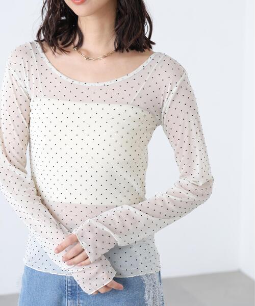 FREE'S MART(フリーズマート)の「◆フロッキードットチュールシアーカットソー(Tシャツ/カットソー・レディース・ブラック系その他/ホワイト系その他/グレー/ホワイト・FREE)」の11枚目の写真