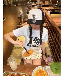 ロゴドット柄ハートTシャツ