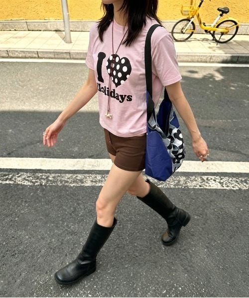 WEGO（ウィゴー）の「ロゴドット柄ハートTシャツ（Tシャツ/カットソー・レディース・ネイビー/ブラック/ピンク/ホワイト・FREE）」の10枚目の写真