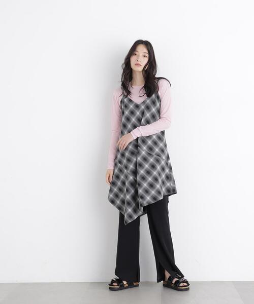 N.(N. Natural Beauty Basic)(エヌエヌナチュラルビューティーベーシック)の「チェックキャミチュニック(キャミソール・レディース・グレー系その他/ブラウン系その他・フリ-)」の5枚目の写真