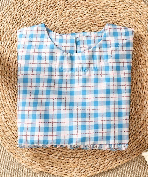 AMAJI(アマジ)の「チェック柄 ネル チュニックワンピース(ワンピース・レディース・ライトブルー・LARGE/MEDIUM/X-LARGE)」の3枚目の写真