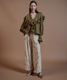 Flower Embroidery Velour Easy Pants/フラワーエンブロイダリーベロアイージーパンツ