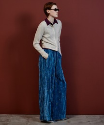 Flower Embroidery Velour Easy Pants/フラワーエンブロイダリーベロアイージーパンツ