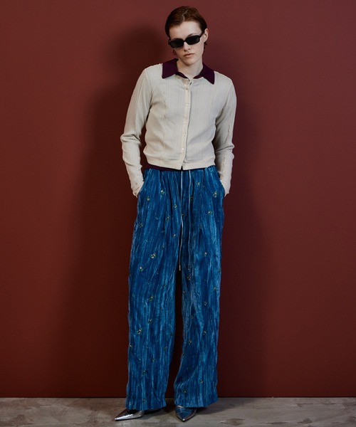 MAISON SPECIAL(メゾンスペシャル)の「Flower Embroidery Velour Easy Pants/フラワーエンブロイダリーベロアイージーパンツ(その他パンツ・レディース・ホワイト/ブラック/ブルー・38/36)」の19枚目の写真