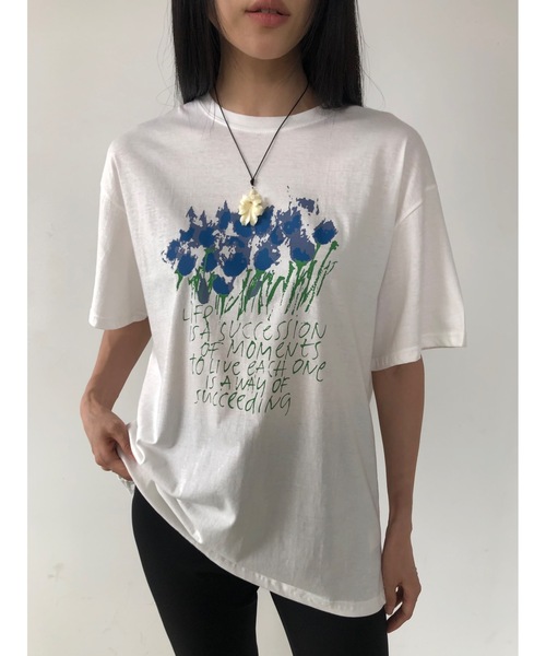 Didot.showroom(ディドット ショールーム)の「フラワードローイングプリントT(Tシャツ/カットソー・レディース・ヘザーグレー/ホワイト・FREE)」の2枚目の写真