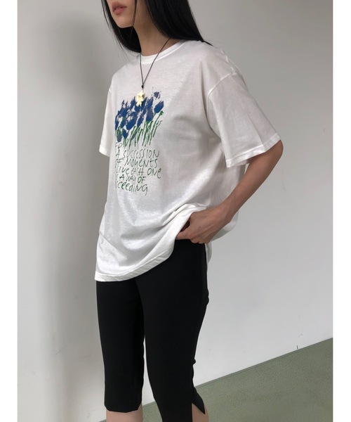 Didot.showroom(ディドット ショールーム)の「フラワードローイングプリントT(Tシャツ/カットソー・レディース・ヘザーグレー/ホワイト・FREE)」の4枚目の写真
