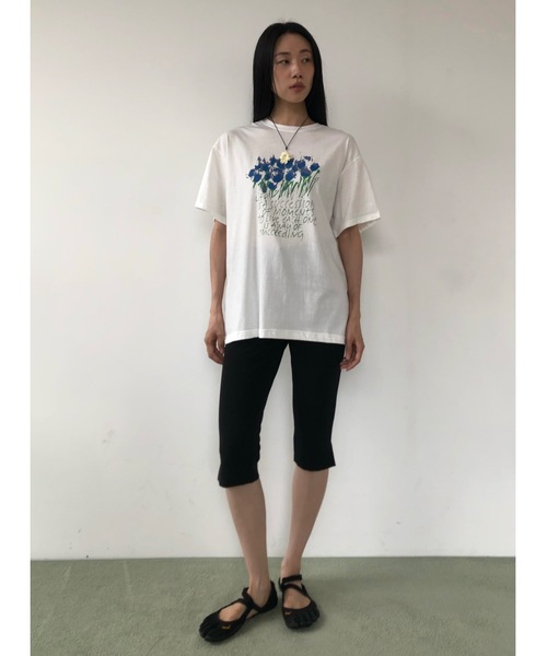 Didot.showroom(ディドット ショールーム)の「フラワードローイングプリントT(Tシャツ/カットソー・レディース・ヘザーグレー/ホワイト・FREE)」の3枚目の写真