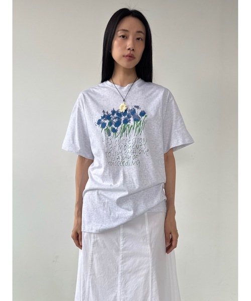 Didot.showroom(ディドット ショールーム)の「フラワードローイングプリントT(Tシャツ/カットソー・レディース・ヘザーグレー/ホワイト・FREE)」の5枚目の写真