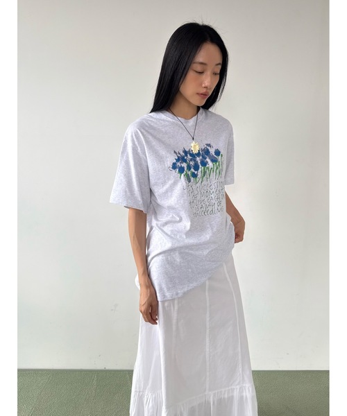 Didot.showroom(ディドット ショールーム)の「フラワードローイングプリントT(Tシャツ/カットソー・レディース・ヘザーグレー/ホワイト・FREE)」の6枚目の写真