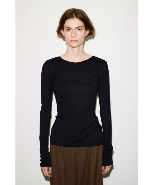 SLY(スライ)の「THROW SHEER FINE FIT C/N TOPS シアーファインフィットクルーネックトップス 秋服 冬服(Tシャツ/カットソー・レディース・ブラック/杢グレー/ブルー/ベージュ/バーガンディー・FREE)」の15枚目の写真