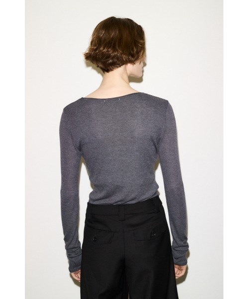 SLY(スライ)の「THROW SHEER FINE FIT C/N TOPS シアーファインフィットクルーネックトップス 秋服 冬服(Tシャツ/カットソー・レディース・ブラック/杢グレー/ブルー/ベージュ/バーガンディー・FREE)」の19枚目の写真
