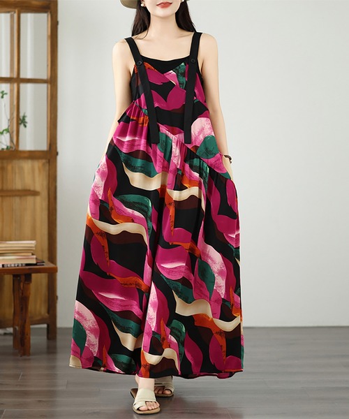 Doux Belle（ドゥーベル）の「総柄キャミロングワンピース（ワンピース・レディース・アイボリー/ローズ・MEDIUM/LARGE/X-LARGE）」の2枚目の写真