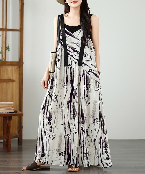 Doux Belle（ドゥーベル）の「総柄キャミロングワンピース（ワンピース・レディース・アイボリー/ローズ・MEDIUM/LARGE/X-LARGE）」の4枚目の写真