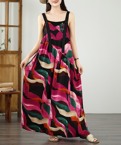 Doux Belle（ドゥーベル）の「総柄キャミロングワンピース（ワンピース・レディース・アイボリー/ローズ・MEDIUM/LARGE/X-LARGE）」の8枚目の写真