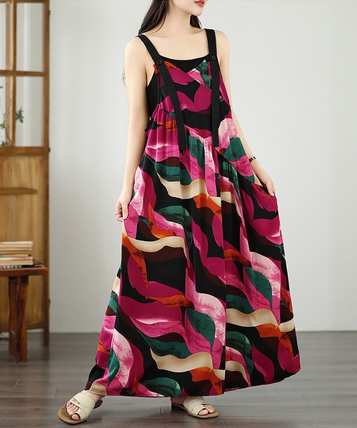 Doux Belle（ドゥーベル）の「総柄キャミロングワンピース（ワンピース・レディース・アイボリー/ローズ・MEDIUM/LARGE/X-LARGE）」の10枚目の写真