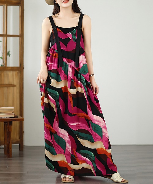 Doux Belle（ドゥーベル）の「総柄キャミロングワンピース（ワンピース・レディース・アイボリー/ローズ・MEDIUM/LARGE/X-LARGE）」の12枚目の写真