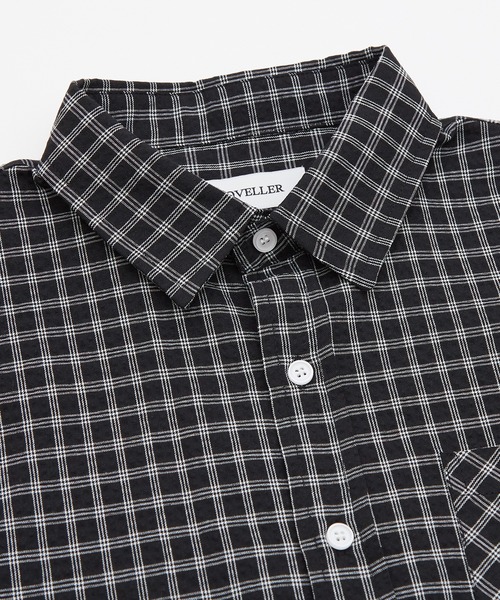 OXA(オグザ)の「ショート丈半袖チェックシャツ OXA(シャツ/ブラウス・メンズ・ブラック/ブラック系・MEDIUM/LARGE)」の14枚目の写真