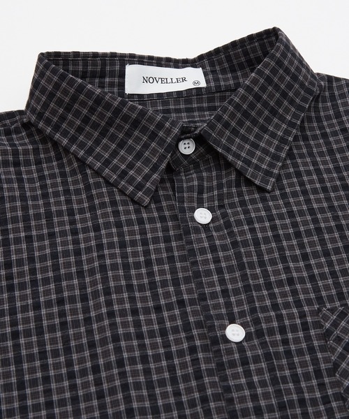 OXA(オグザ)の「ショート丈半袖チェックシャツ OXA(シャツ/ブラウス・メンズ・ブラック/ブラック系・MEDIUM/LARGE)」の20枚目の写真