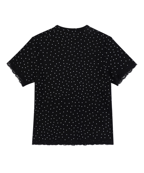 HIGH SCHOOL DISCO(ハイスクールディスコ)の「ドットスターレースショートスリーブ_ブラック(Tシャツ/カットソー・レディース・その他・FREE)」の2枚目の写真