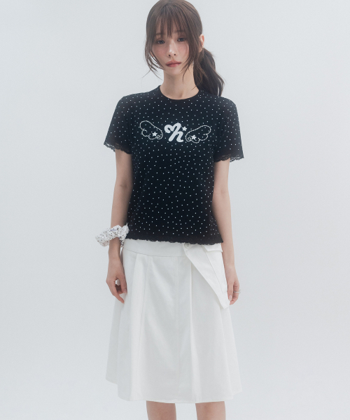 HIGH SCHOOL DISCO(ハイスクールディスコ)の「ドットスターレースショートスリーブ_ブラック(Tシャツ/カットソー・レディース・その他・FREE)」の7枚目の写真