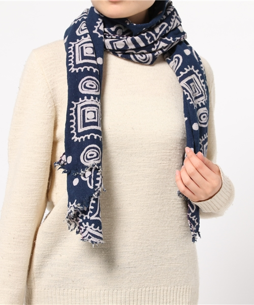 チャイハネ(チャイハネ)の「【チャイハネ】インド綿100% 青色ストール(ストール/ショール・レディース・ブルー/ネイビー/ホワイト/ライトブルー・FREE)」の11枚目の写真