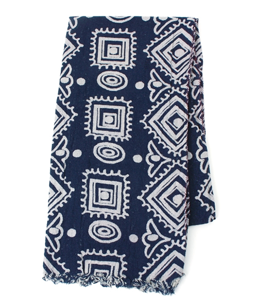 チャイハネ(チャイハネ)の「【チャイハネ】インド綿100% 青色ストール(ストール/ショール・レディース・ブルー/ネイビー/ホワイト/ライトブルー・FREE)」の8枚目の写真