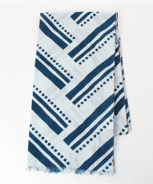 チャイハネ(チャイハネ)の「【チャイハネ】インド綿100% 青色ストール(ストール/ショール・レディース・ブルー/ネイビー/ホワイト/ライトブルー・FREE)」の5枚目の写真