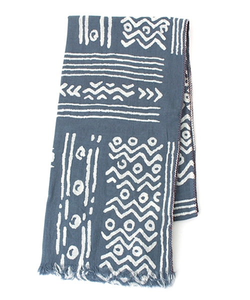 チャイハネ(チャイハネ)の「【チャイハネ】インド綿100% 青色ストール(ストール/ショール・レディース・ブルー/ネイビー/ホワイト/ライトブルー・FREE)」の6枚目の写真