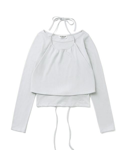 TTUDEMENT(トュードメント)の「HALTER-NECK LAYERED T-SHIRT_LIGHT GREY(Tシャツ/カットソー・レディース・その他・FREE)」の5枚目の写真