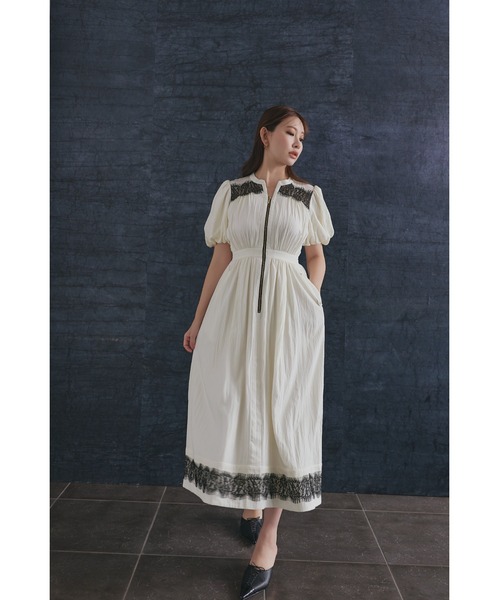 Her lip to（ハーリップトゥー）の「Aurelia Front Zip Dress（ワンピース・レディース・オフホワイト・S/M）」の2枚目の写真