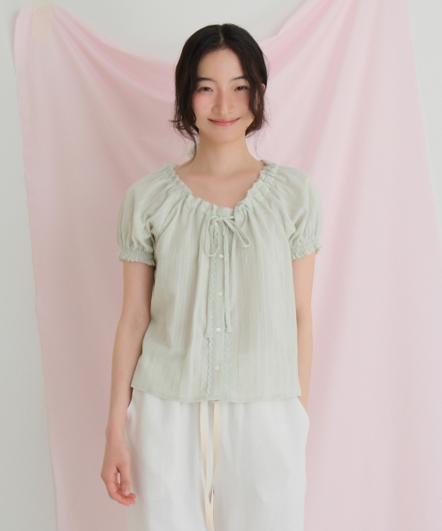 MOUI（モウイ）の「Claire capsleeve blouse (MINT)（シャツ/ブラウス・レディース・その他・FREE）」の2枚目の写真