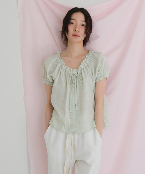 MOUI（モウイ）の「Claire capsleeve blouse (MINT)（シャツ/ブラウス・レディース・その他・FREE）」の3枚目の写真