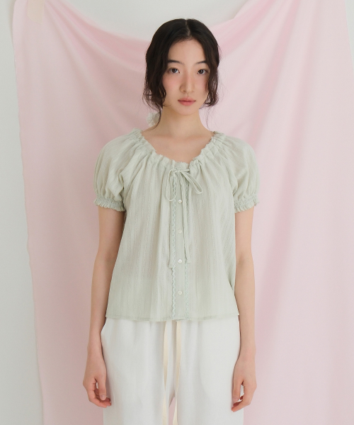 MOUI（モウイ）の「Claire capsleeve blouse (MINT)（シャツ/ブラウス・レディース・その他・FREE）」の4枚目の写真