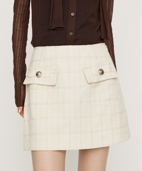 SLY(スライ)の「【AW PRE ORDER 第2弾】TWEED SKORT ツイードスコート 秋服 ミニスカート インナーパンツ付き インパン付き(スカート・レディース・ブラック系その他2/アイボリー・0/1)」の1枚目の写真