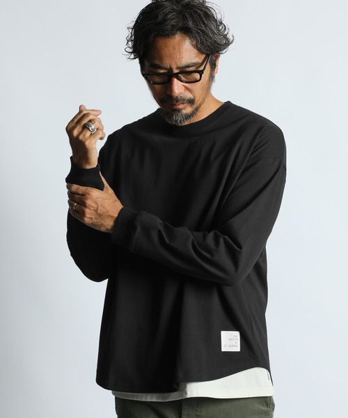 The DUFFER of ST.GEORGE（ザダファーオブセントジョージ）の「【WEB限定アイテム】8oz HEAVY WEIGHT CREW NECK ROUND HEM L/SL TEE：8オンス ヘビーウェイト クルーネック ラウンドヘム ロンT（Tシャツ/カットソー・メンズ・ホワイト/ブラック/ブルー・MEDIUM/SMALL/X-LARGE/LARGE）」の3枚目の写真