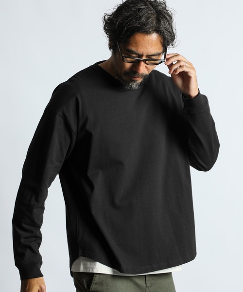 The DUFFER of ST.GEORGE（ザダファーオブセントジョージ）の「【WEB限定アイテム】8oz HEAVY WEIGHT CREW NECK ROUND HEM L/SL TEE：8オンス ヘビーウェイト クルーネック ラウンドヘム ロンT（Tシャツ/カットソー・メンズ・ホワイト/ブラック/ブルー・MEDIUM/SMALL/X-LARGE/LARGE）」の6枚目の写真