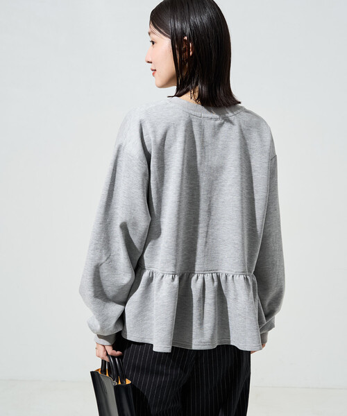 FREAK'S STORE(フリークスストア)の「限定展開 <イージーケア>コットンタッチ ポンチ ペプラム ボタン カーディガン(カーディガン/ボレロ・レディース・サックスブルー/ライトグレー/ブラック/ベージュ/ブラウン・フリ-)」の12枚目の写真