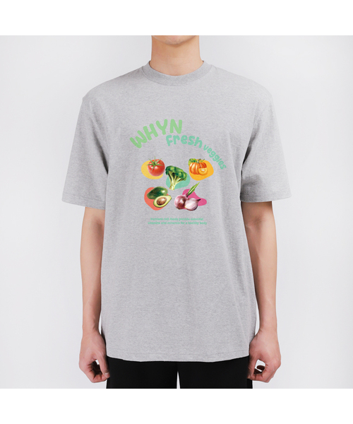 WHYN(ワイエヌ)の「新鮮野菜 半袖Tシャツ F05BRD_WBX11031(Tシャツ/カットソー・メンズ・グレー系その他/ブラック/ブルー/ホワイト・L/M/S/XL)」の1枚目の写真