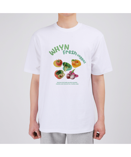 WHYN(ワイエヌ)の「新鮮野菜 半袖Tシャツ F05BRD_WBX11031(Tシャツ/カットソー・メンズ・グレー系その他/ブラック/ブルー/ホワイト・L/M/S/XL)」の2枚目の写真