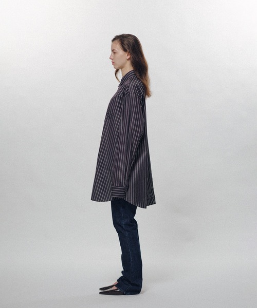 KEISUKEYOSHIDA（ケイスケヨシダ）の「Stripe Standard Shirts（シャツ/ブラウス・レディース・ホワイト/ブラック/ネイビー・L/M）」の11枚目の写真