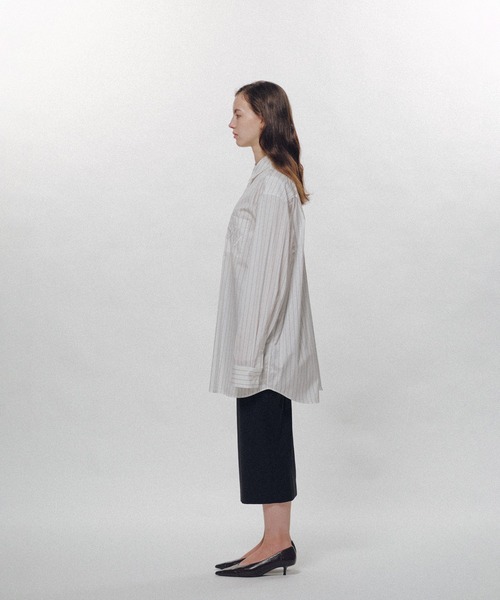 KEISUKEYOSHIDA（ケイスケヨシダ）の「Stripe Standard Shirts（シャツ/ブラウス・レディース・ホワイト/ブラック/ネイビー・L/M）」の6枚目の写真