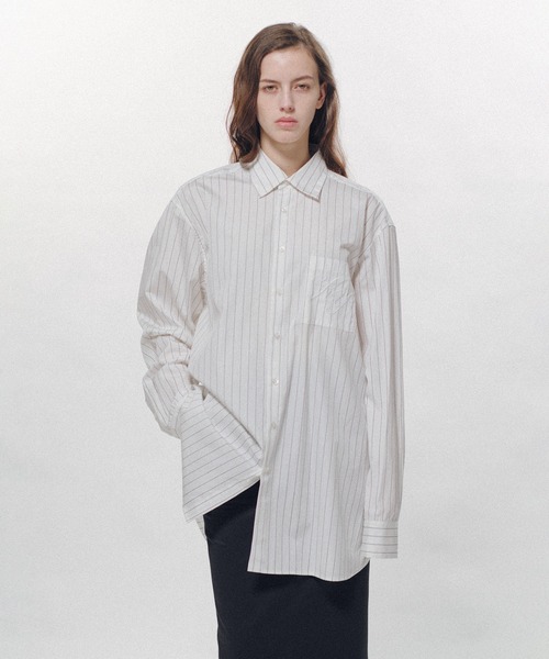 KEISUKEYOSHIDA（ケイスケヨシダ）の「Stripe Standard Shirts（シャツ/ブラウス・レディース・ホワイト/ブラック/ネイビー・L/M）」の8枚目の写真